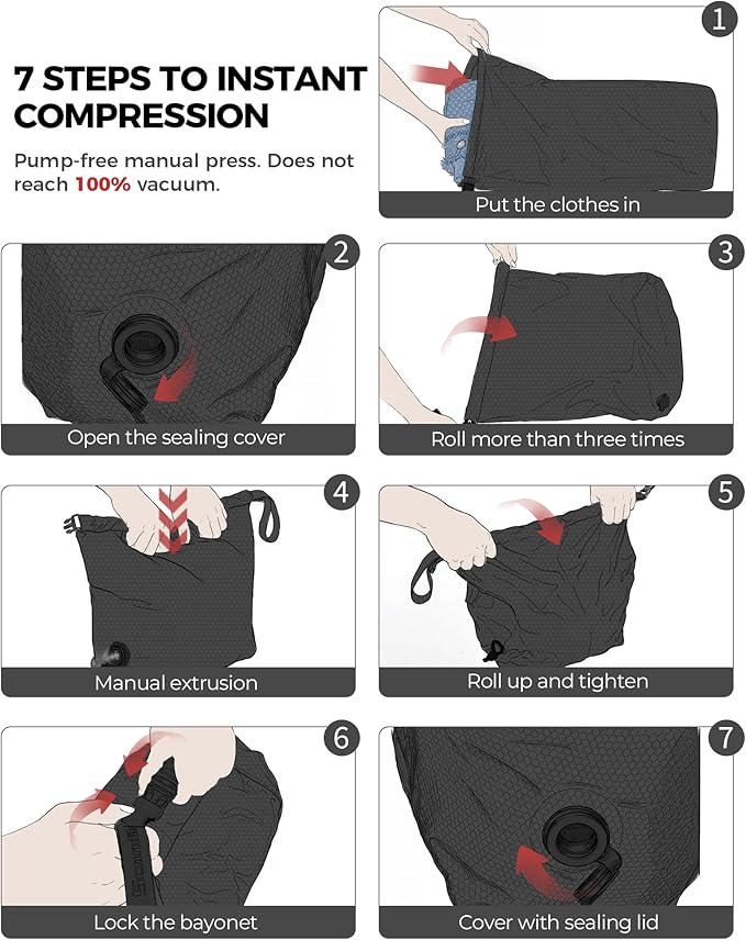 Travel Laundry Bag, Pump-Free Vacuum Compression Dirty Clothes Bag, Small - Image 5