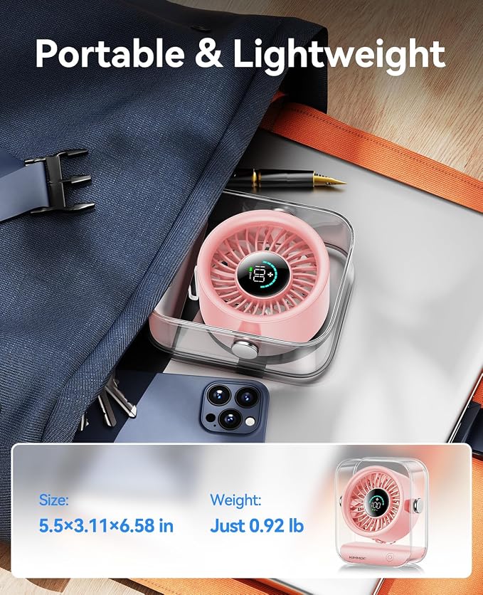 KIMMOO Rechargeable USB Desk Fan, Quiet Table Fan - Image 6