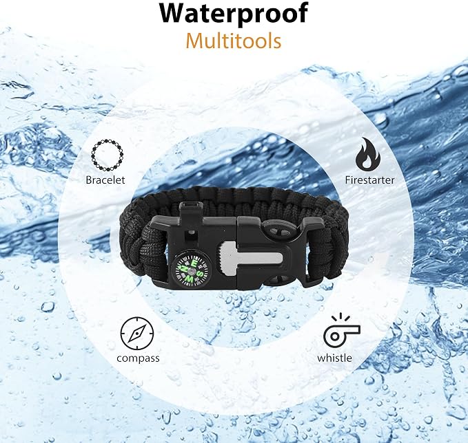 Bracelets, Survival Bracelets for Men Paracord Tactical 5-in-1 Camping Gear Kits - Image 5