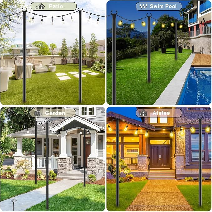NUERPO 2 Pack String Light Poles, Metal Poles - Image 2