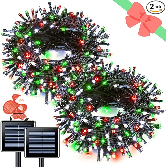 JMEXSUSS 2 Pack Solar String Lights Outdoor Waterproof, Total 66 FT 200 LED by JMEXSUSS