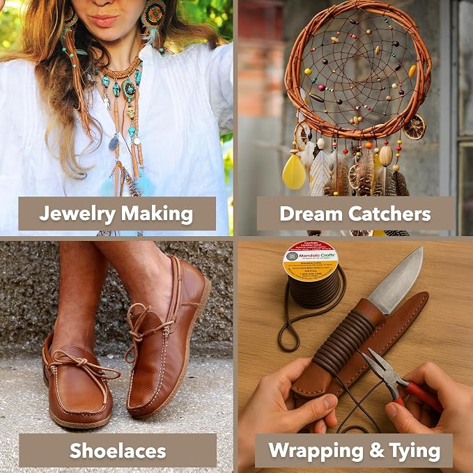 Mandala Crafts Round Genuine Bronze Leather Cord - Image 5