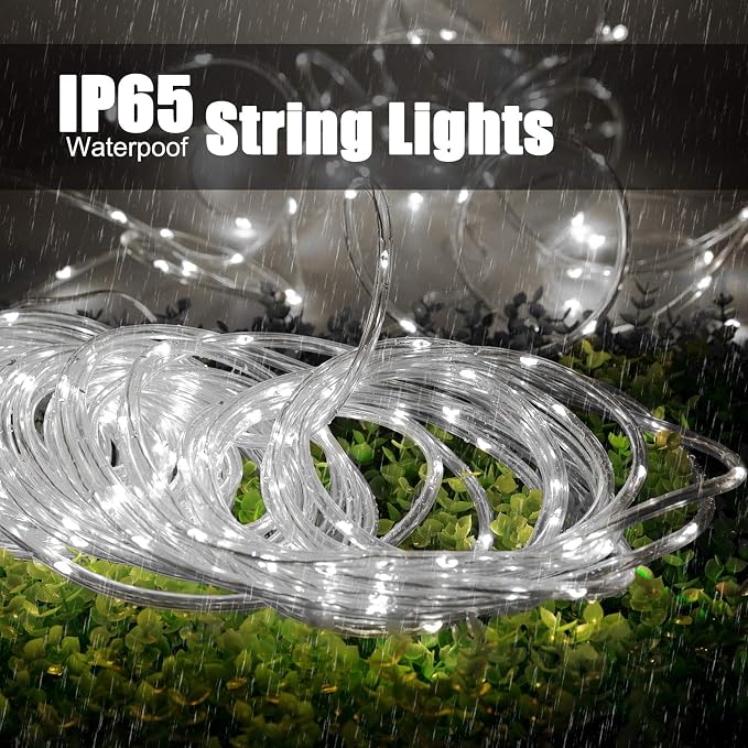 Brightown 2-Pack 39FT 100LED Solar Rope Lights, Solar Outdoor Lights IP65 - Image 2