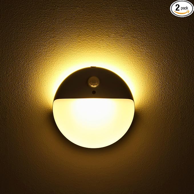 YUNLEX 2 Pack Motion Sensor Night Light, 3 Lighting Modes, Stepless Dimming by YUNLEX