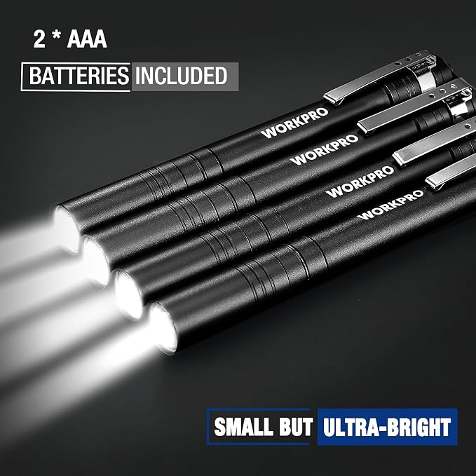 WORKPRO LED Pen Light, Aluminum Pen Flashlights, Pocket Flashlight - Image 3