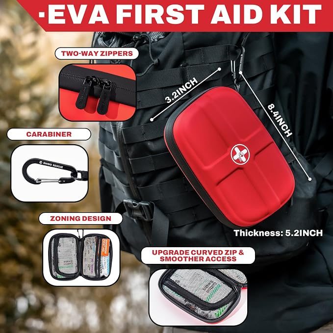 RHINO RESCUE EVA First Aid Kit, Small Waterproof Emergency Hiking First Aid Kit - Image 3
