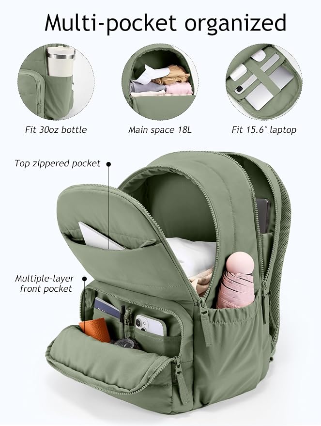 Uselike Travel Backpack for Women, 15.6 Inch Laptop Backpack, Quilted College - Image 2