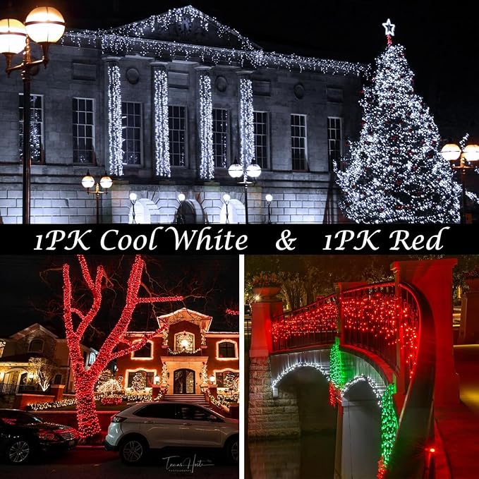 Solar Christmas String Lights Outdoor Waterproof 2PK 500LED 180FT Twinkle Lights - Image 2