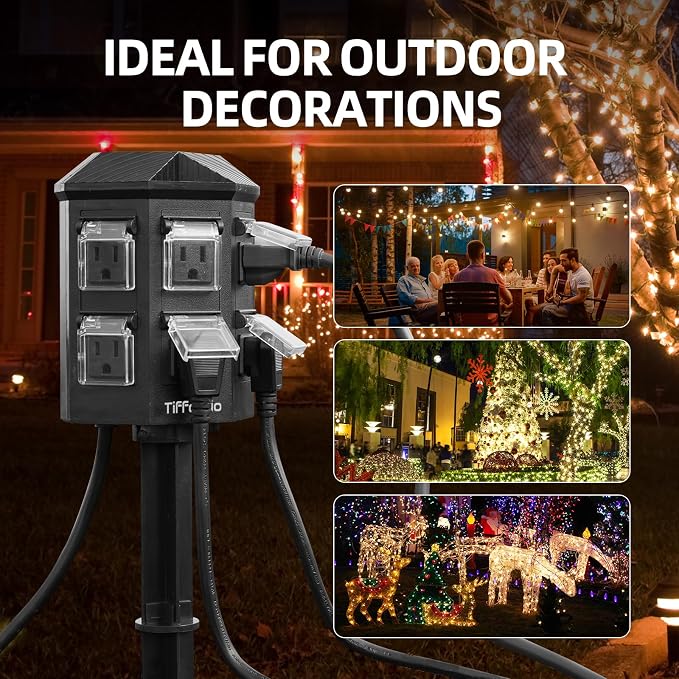 TiFFCOFiO Outdoor Power Strip Timer, Dusk to Dawn Light Sensor Countdown - Image 7