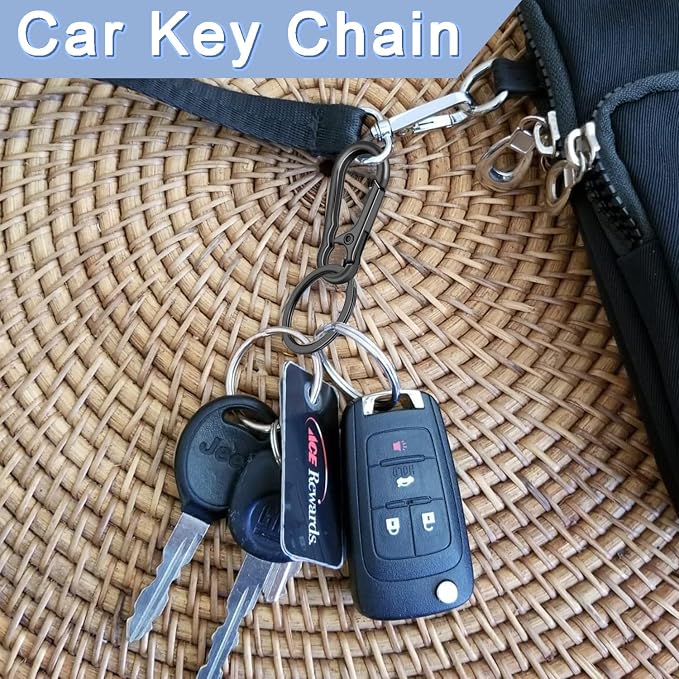 4Pack Small Keychain Rings, Metal Key Carabiner Clip, Mini EDC Key Ring Chain - Image 5