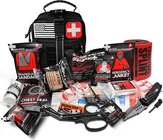Survival First Aid Kit with Israeli Bandage, Chest Seal, Tourniquet, Tactical - Image 2