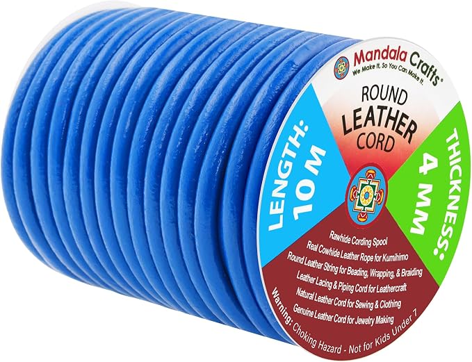 Mandala Crafts Round Genuine Blue Leather Cord by MandalaCrafts
