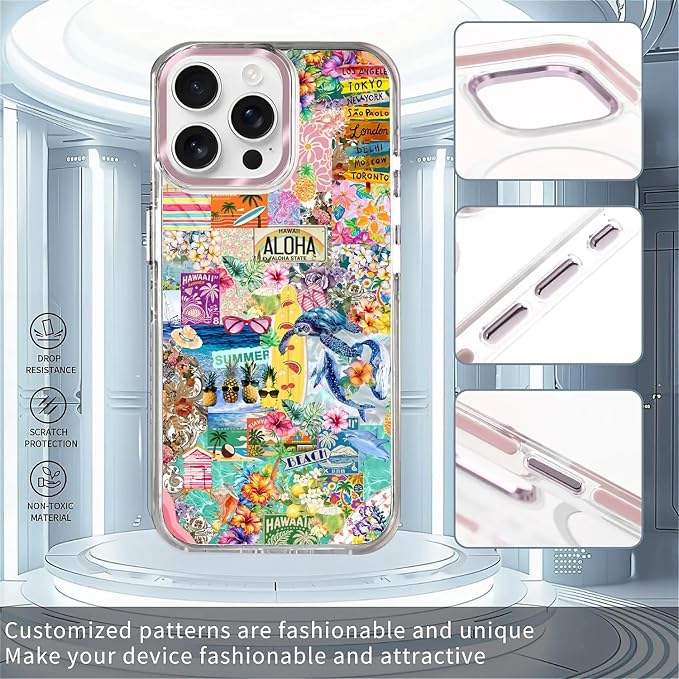 Case for iPhone 15 Pro, Hawaii Aloha Cover Coastal Beach Collage Phone Case - Image 2