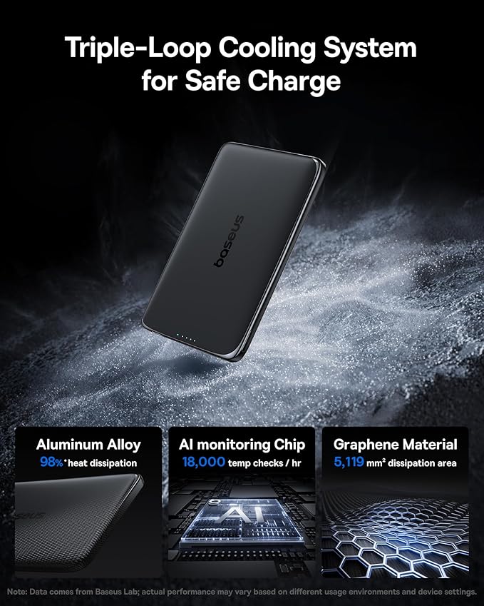Baseus Picogo Power Bank, 0.3" Ultra Slim 5000mAh MagSafe Battery Pack - Image 3