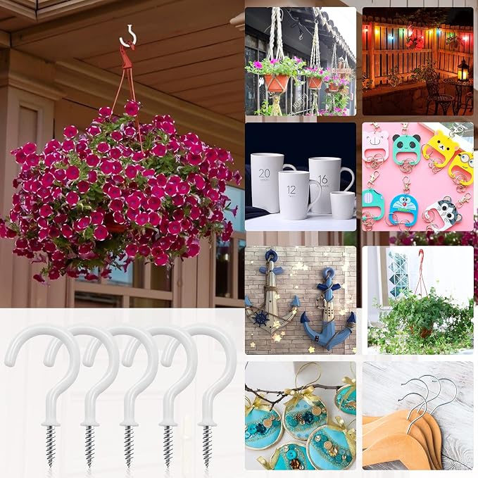 25 Pack Cup Screw Hooks, 2 inch Vinyl Coated Ceiling Screw in Hooks Plant - Image 5