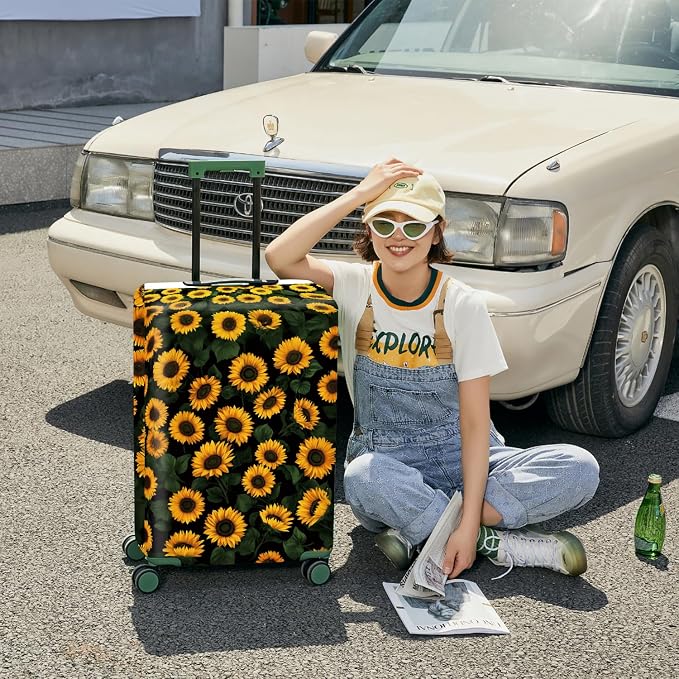 ANNA QUEEN Sunflowers Travel Luggage Cover -Stretchable Airplane Suitcase - Image 4