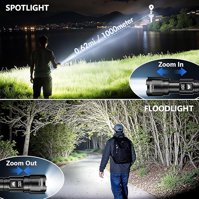 Wdtpro LED Rechargeable Flashlight 2Pack, 3Modes Super Bright High Lumens - Image 2