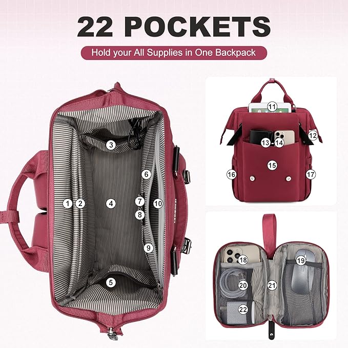 LOVEVOOK Laptop Backpack for Women Work Travel Backpack Teacher Commuter - Image 2