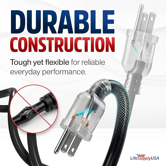 75ft Outdoor/Indoor Extension Cord 16/3 Gauge Heavy Duty 3 Prong SJTW, - Image 3