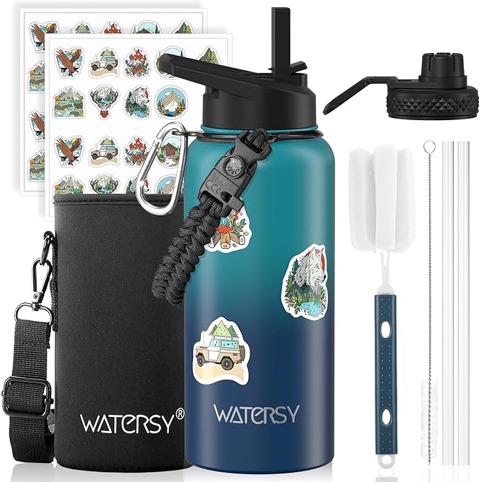 32oz Insulated Water Bottle, BPA Free&Leak Proof, Stainless Steel Water Flask by Watersy