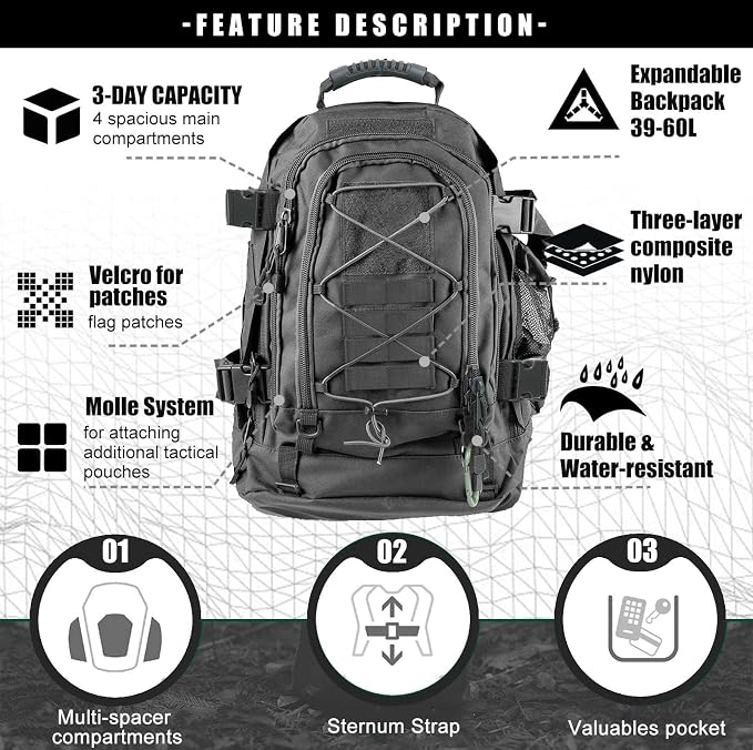 Miramrax Tactical Backpack Military Army Daypack - Image 4