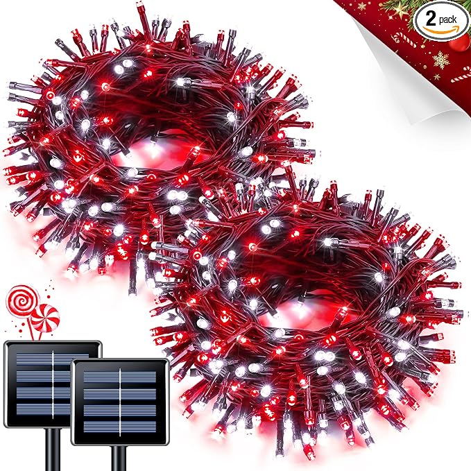 JMEXSUSS 2 Pack Solar String Lights Outdoor Waterproof, Total 66 FT 200 LED by JMEXSUSS