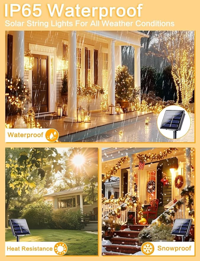 Solar String Lights Outdoor, 4 Pack 160FT 400 LED Solar Twinkle Lights - Image 3