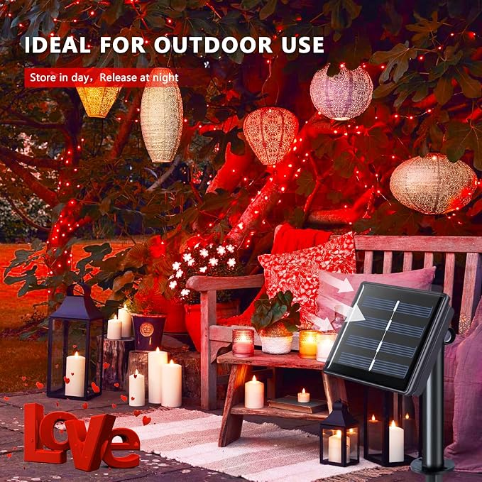JMEXSUSS 2 Pack Red Solar Lights Outdoor Waterproof, Each 33FT 100 LED Red - Image 5