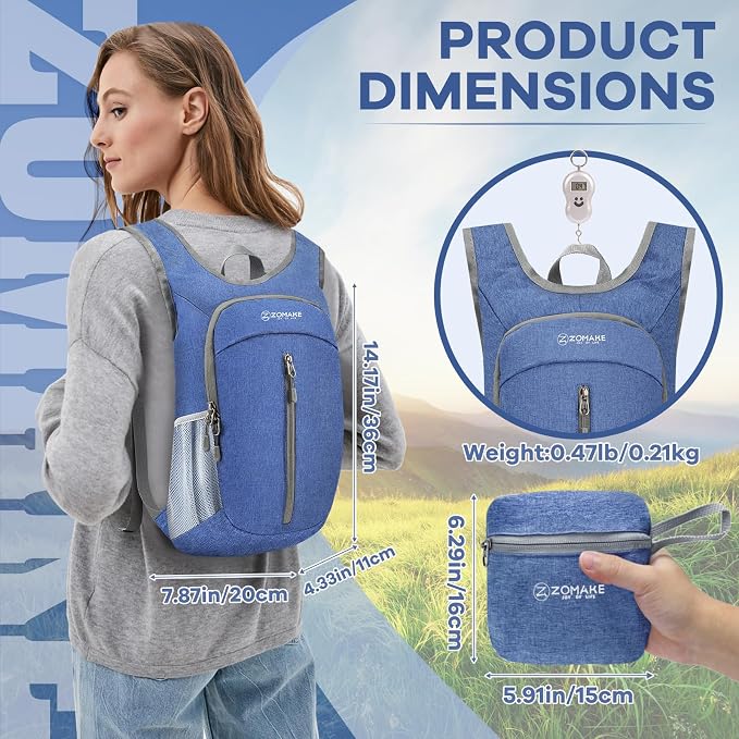ZOMAKE 10L Ultra Lightweight Packable Backpack, Small Daypack Light Foldable - Image 2