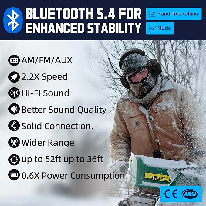 PROHEAR 033 Upgraded Bluetooth 5.4 Hearing Protection Headphones - Image 4