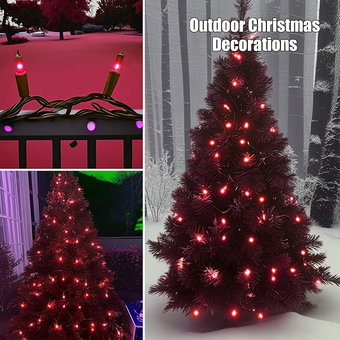 HISHINY Christmas Lights 100 Count Red Christmas Tree String Lights - Image 6