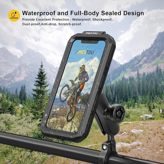 iMESTOU Anti-Theft Waterproof Motorcycle Phone Holder Bike Phone Mount 1" Ball - Image 6