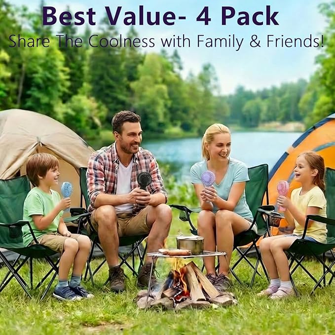 JODNO Mini Portable Handheld Fan 4-Pack, USB Rechargeable Battery Powered Small - Image 6