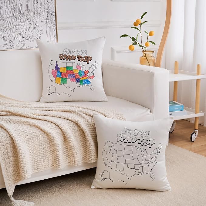 Let's go a Road Trip USA Map Coloring Pillowcase - Image 8