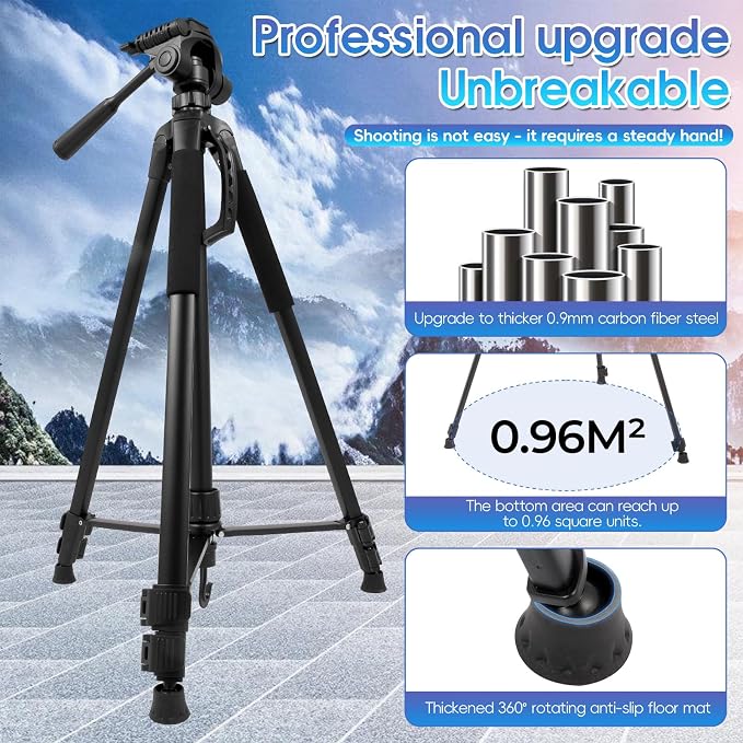 Tripod Stand for Camera & Cell Phone, 68” Professional Stand - Image 5
