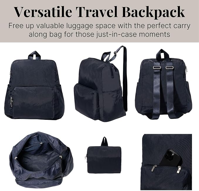 Baggallini Women's Carryall Packable Backpack, French Navy - Image 5