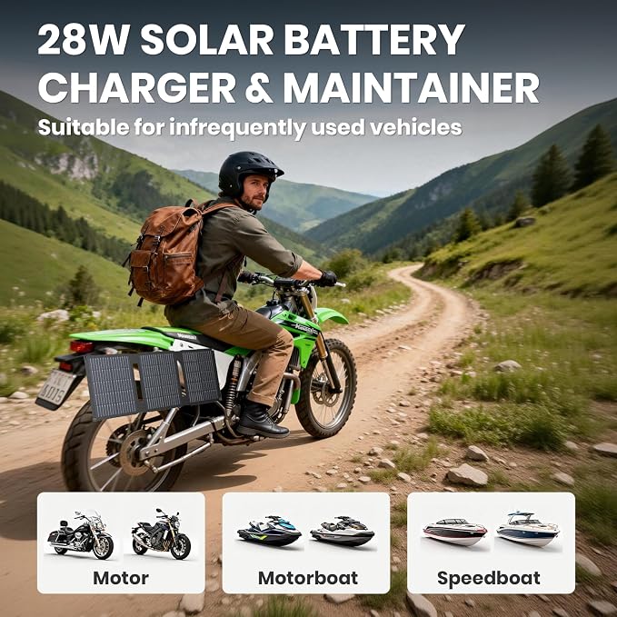 FlexSolar 28W 12V Portable Solar Panel Battery Charger Maintainer Kits Trickle - Image 8