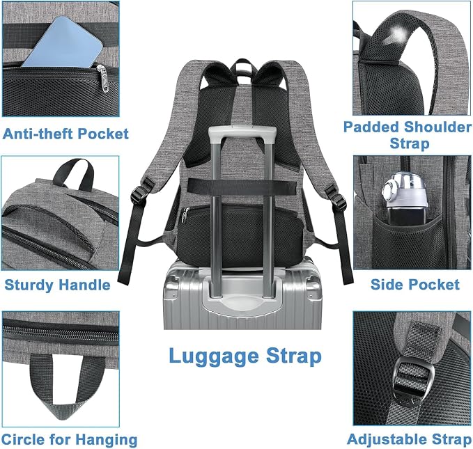 MATEIN Laptop Backpack with Lunch Box, 18 Inch Gray Mens Work Backpack - Image 6