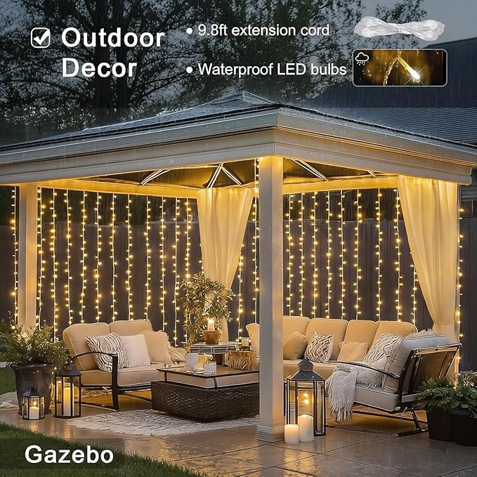JMEXSUSS 900 LED Outdoor Curtain Lights, 9.5x29.5ft Christmas Lights Plug in - Image 4