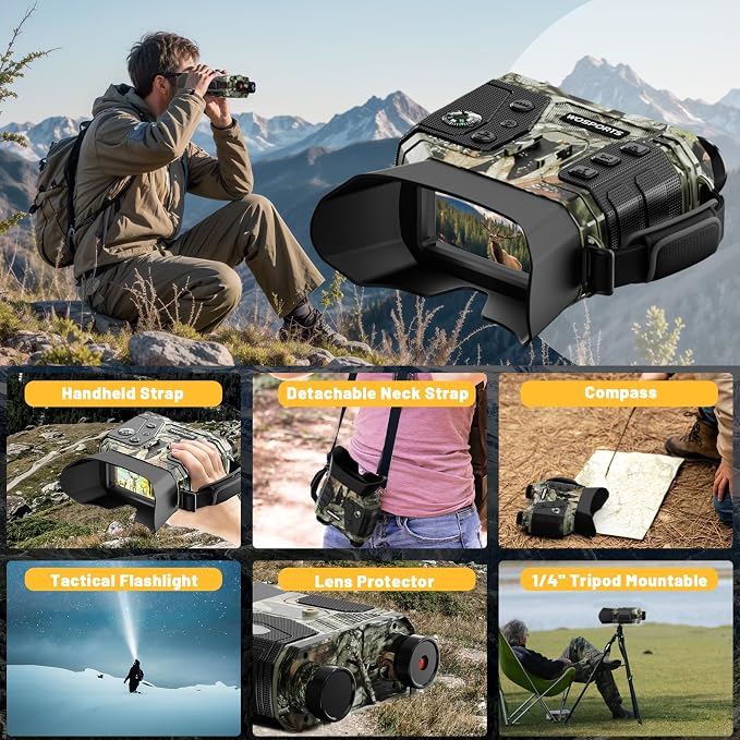 WOSPORTS 4K Infrared Night Vision Goggles – 1300FT Range, 8X Digital Zoom - Image 8