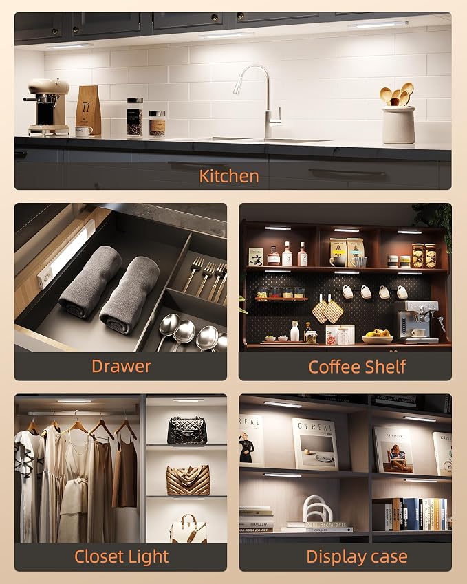 EZVALO 6-Pack Under Cabinet Lighting, Wireless Closet Lights, 50 LED - Image 7