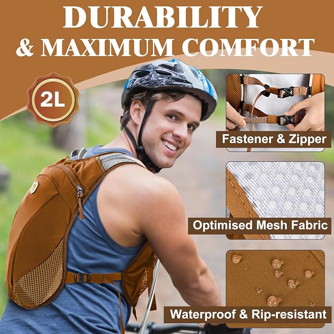Hydration Backpack with 2L Water Bladder Bag, Lightweight and Breathable - Image 6