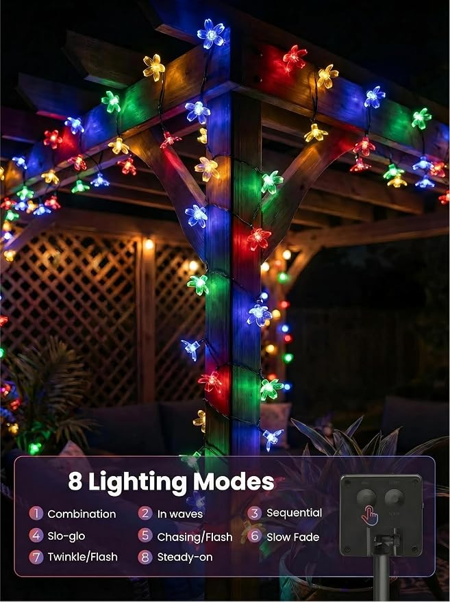 ITICdecor 2 Pack 50 LED Solar String Lights Outdoor Waterproof Flower Solar - Image 3