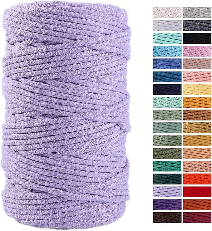 Light Purple Macrame Cord 4mm x 109Yards, Colored Cotton Rope Craft Cord by AestheticDesignforYou