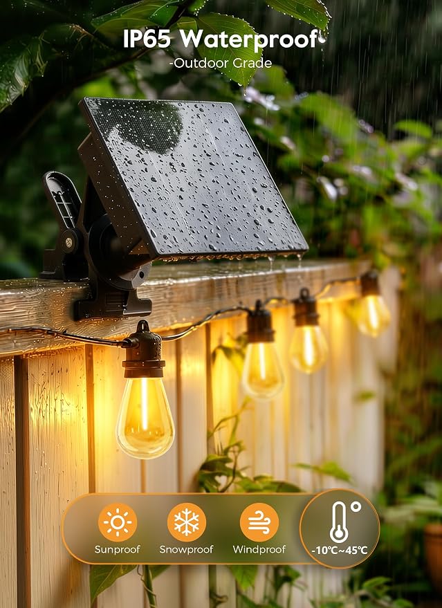 Minetom 58FT Solar String Lights Outdoor Waterproof, 17 LED S14 Shatterproof - Image 3