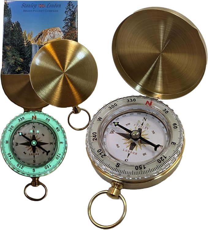 Glow in the Dark Brass Pocket Compass by StanleyLondon
