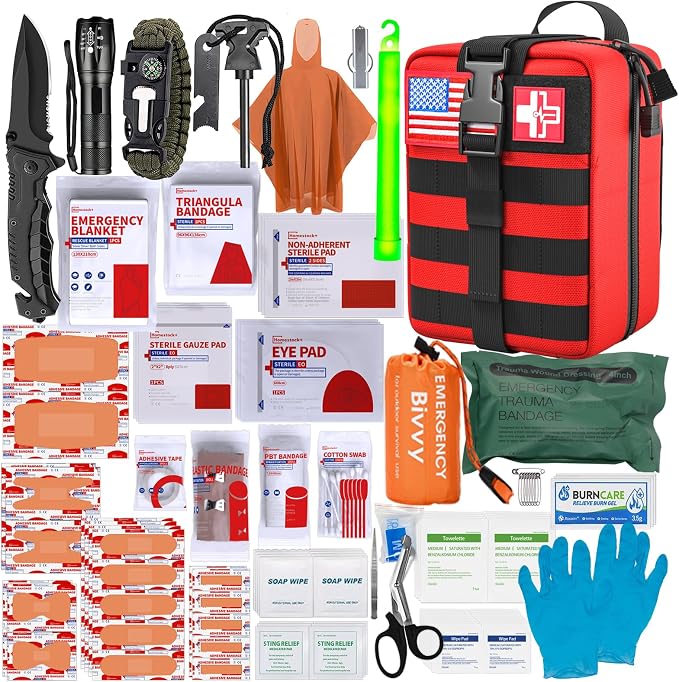 First Aid Kit, Survival Gear Outdoor Tactical Gear Set Military Grade Molle by Homestockplus