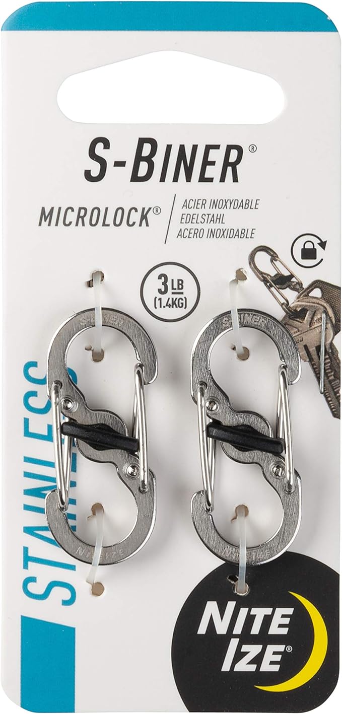 Nite Ize S-Biner MicroLock, Locking Key Holder, Stainless-Steel 2-Pack by Nite+Ize