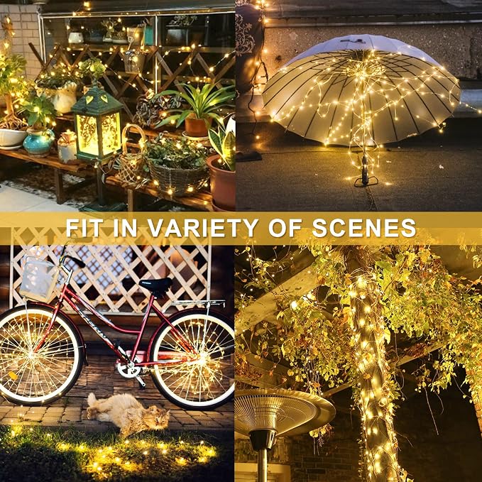 JMEXSUSS 2 Pack Solar String Lights Outdoor Waterproof, Each 33FT 100 LED Warm - Image 5
