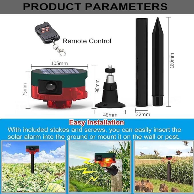 Solar Sensor Security Alarm Lights Outdoor, 360° Motion Detector LED Flashing - Image 9